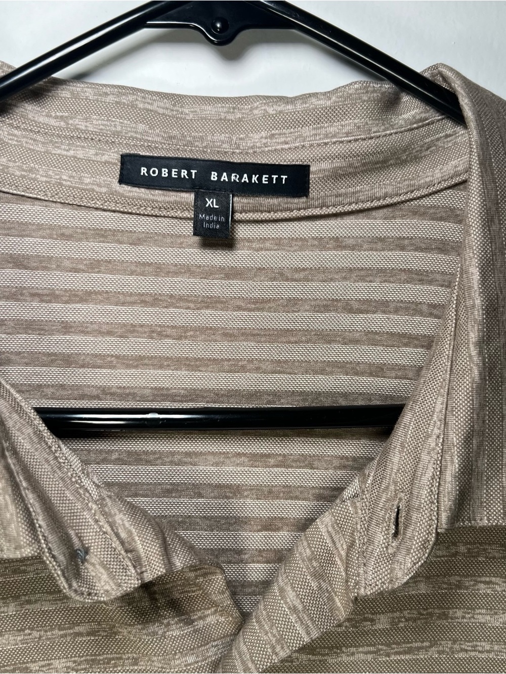 Robert Barakett XL Beige Textured Stripe Knit Button Front Polo Shirt Mens - Picture 7 of 16